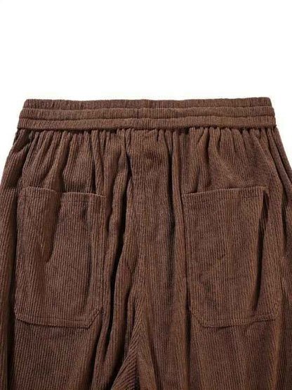Men's Brown Loose Fit Corduroy Cargo Style Trouser