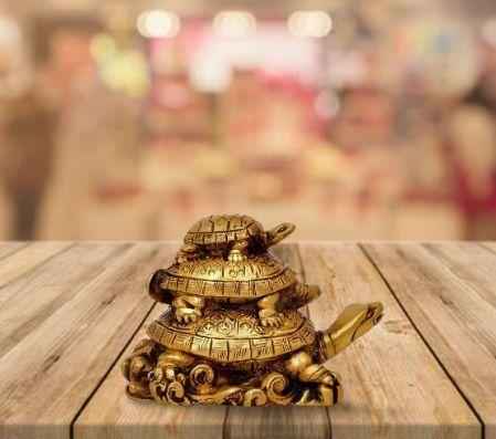 Three Tiered Turtle Tortoise Family For Health And Good Luck For Home D�cor - 12 cm - Harappakart