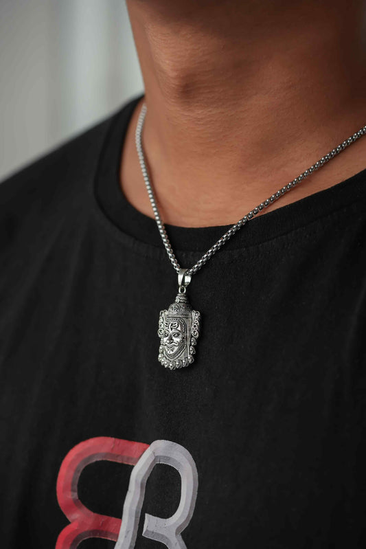 Silver Mahakal Pendant WIth Chain - Harappakart