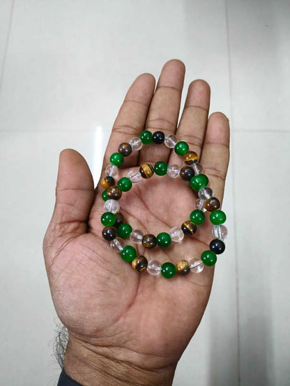 Relaxing Success Enhancing Prosperity & Abundance Beaded Stretch Unisex Bracelet (Pack of 2)