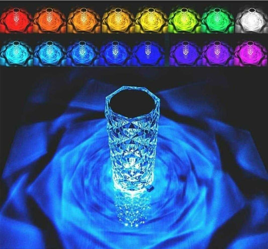 Crystal Table Lamp 16 Color Changing RGB Rose Diamond (Multi-Color) - Harappakart