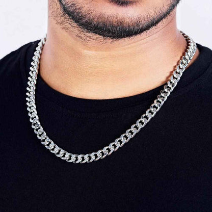 Silver Plated Cuban Style Thick & Heavy Chain For Men