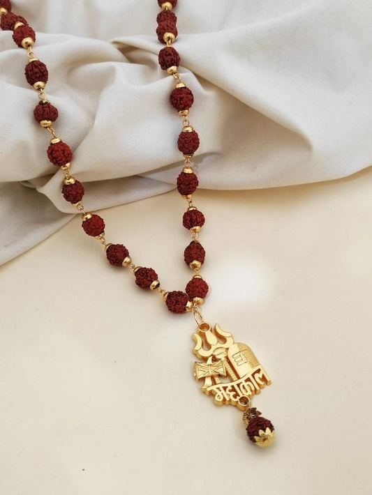 Rudraksha Mala with Mahakal and Trishul Pendant - Harappakart