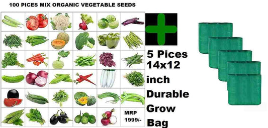 Organic Mix Varieties 100 Pices Seeds With 5 Pices Grow Bag - Harappakart