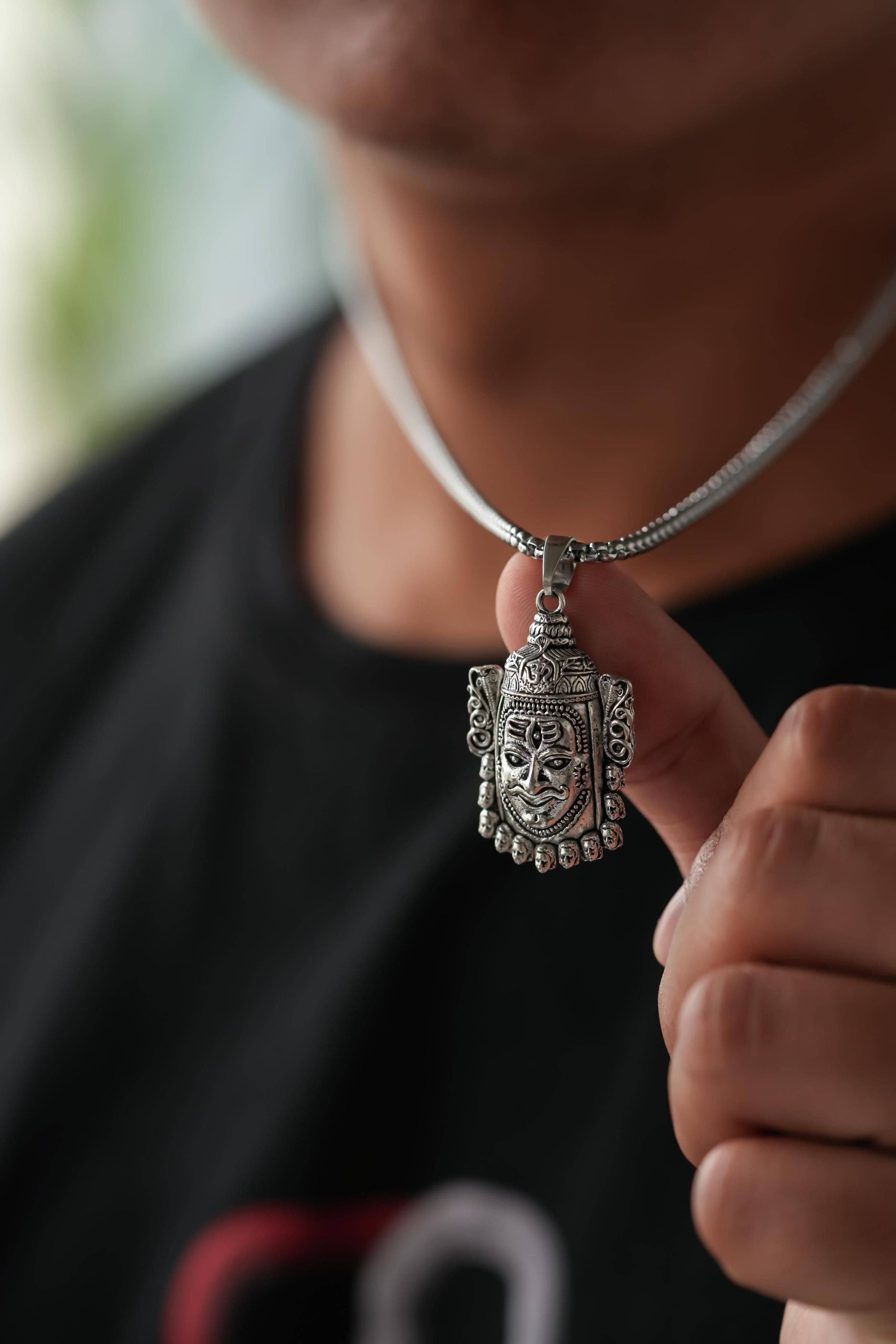 Silver Mahakal Pendant with Chain - Spiritual Elegance in Sterling Silver - Harappakart