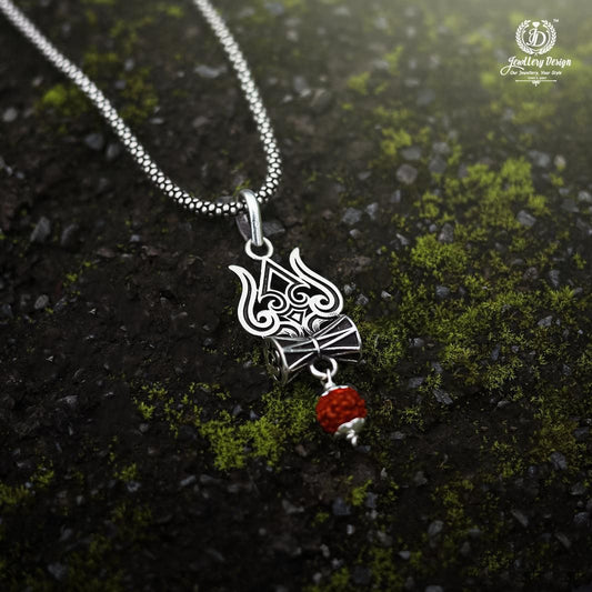 Trishul Damru Rudraksha Pendant Chain - Harappakart