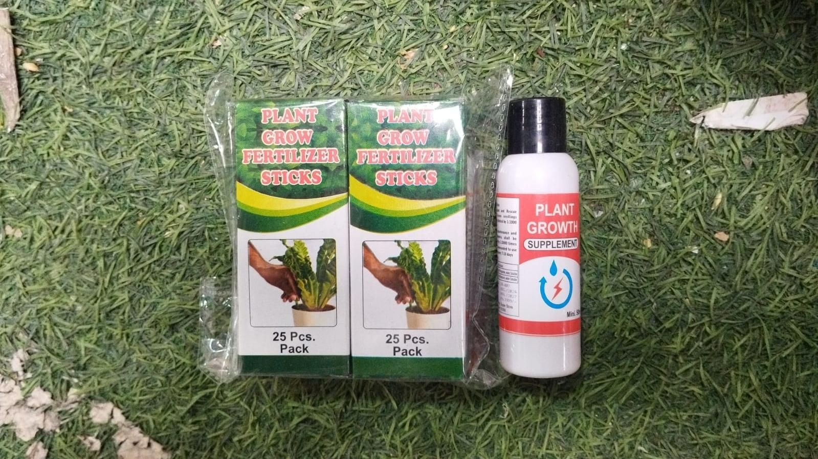Combo of Plant Grow Fertilizer Sticks For Plants - 25 Stick Pack of 2 & Plant Growth Enhancer Supplement - Harappakart