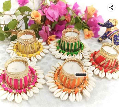 Cowrie Dholakh Tealight Holder Pack of 2