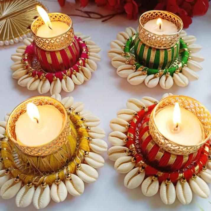 Cowrie Dholakh Tealight Holder Pack of 2