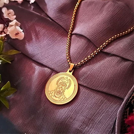 Gold Plated Hanuman Locket With Chain - Harappakart